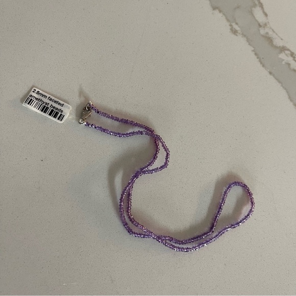 One of a kind faceted Amethyst beaded necklace 15” in length - Picture 9 of 10